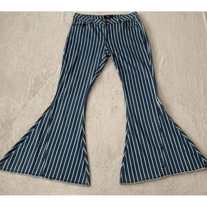 Lucky & Blessed Blue and White Striped Flare Jeans